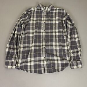 Weatherproof Vintage Flannel Shirt Men's Size Medium Gray Plaid Button Down